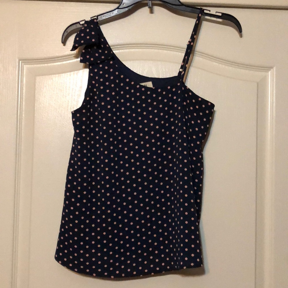 Dark Blue Pink Polka Dot Dress Shirt